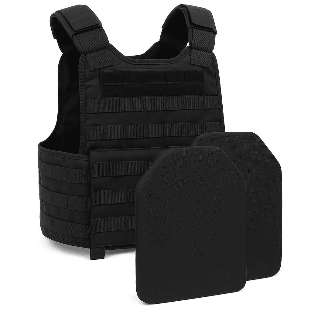 Black Plate Carrier with Two Level IIIA Soft Armor Panels – Complete ...